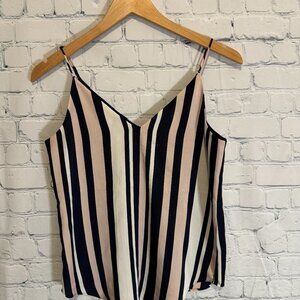 Express Striped V Neck Chiffon Spaghetti Strap Tank Top Women XS